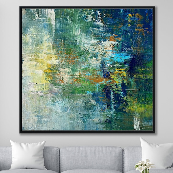 Custom Size Green Art Dark Forest Painting On Canvas Wall Art Large Wall Decor, Modern Forest Wall Art Large Abstract Nature Painting