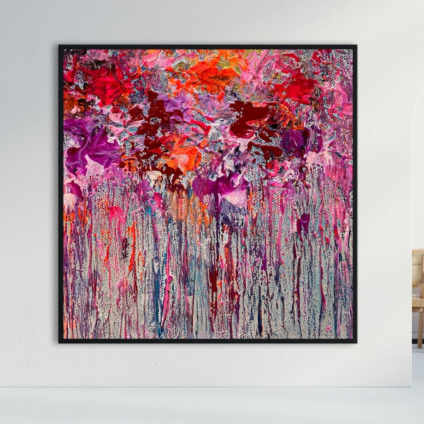 Pink Flower Painting Abstract xl Wall Art Abstract Colorful Floral Oil Painting On Canvas Handmade Original Textured Acrylic Painting