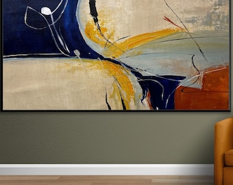 Large Original Painting Acrylic Abstract Artwork For Walls, Abstract Painting On Canvas Wall Art Deco Decor, Vintage Wall Art