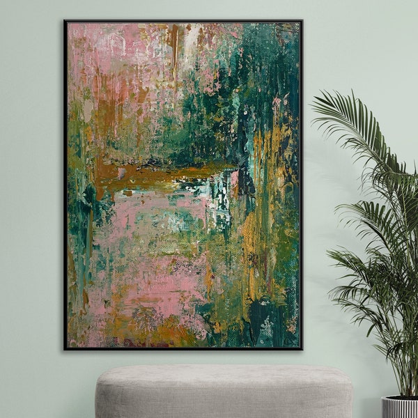 Große Grüne Wand Kunst Leinwand Moderne Abstrakte Kunst Malerei Esszimmer Wand Dekor, Große Acryl Pour Art Grünes Haus Dekor Gemälde