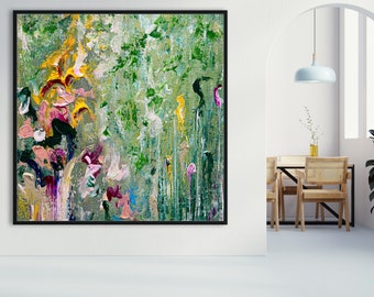 Colourful Oversize Canvas Art Extra Large Wall Art Original Handmade Oil Painting Modern Living Room Decor Housewarming Personalized Gift