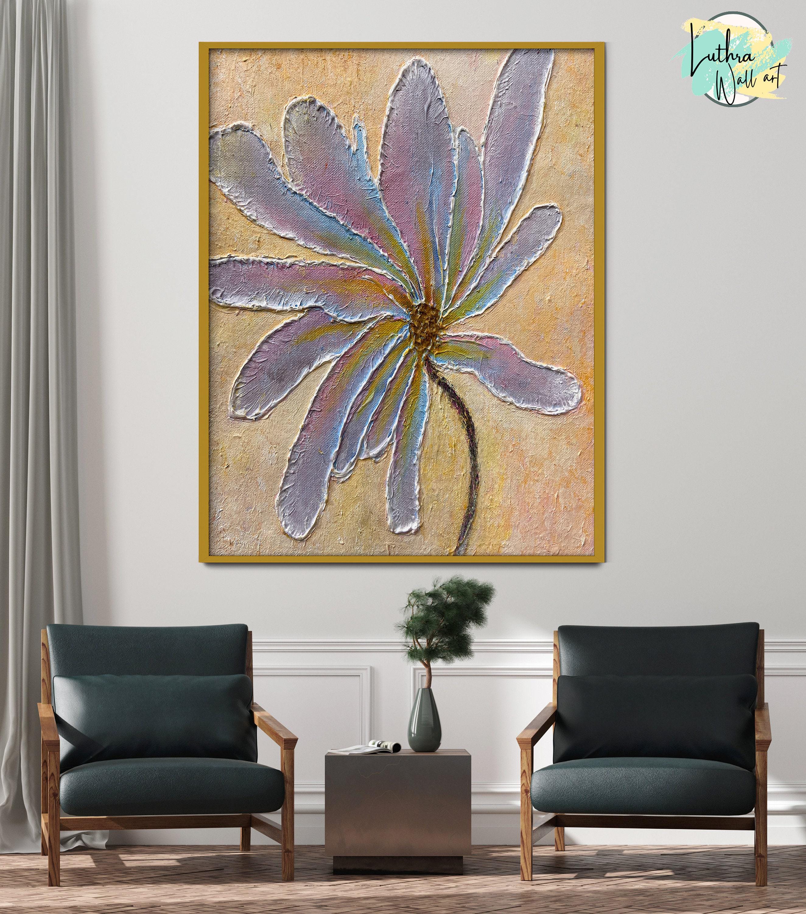 Original Heavy Textured Floral Art for Home Decor Living Room Wall Art ...