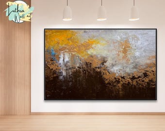 Original Acrylic Wall Art Brown Abstract Painting Wall Decor Living Room Modern Art, Large Living Room Art Hand Made Painting