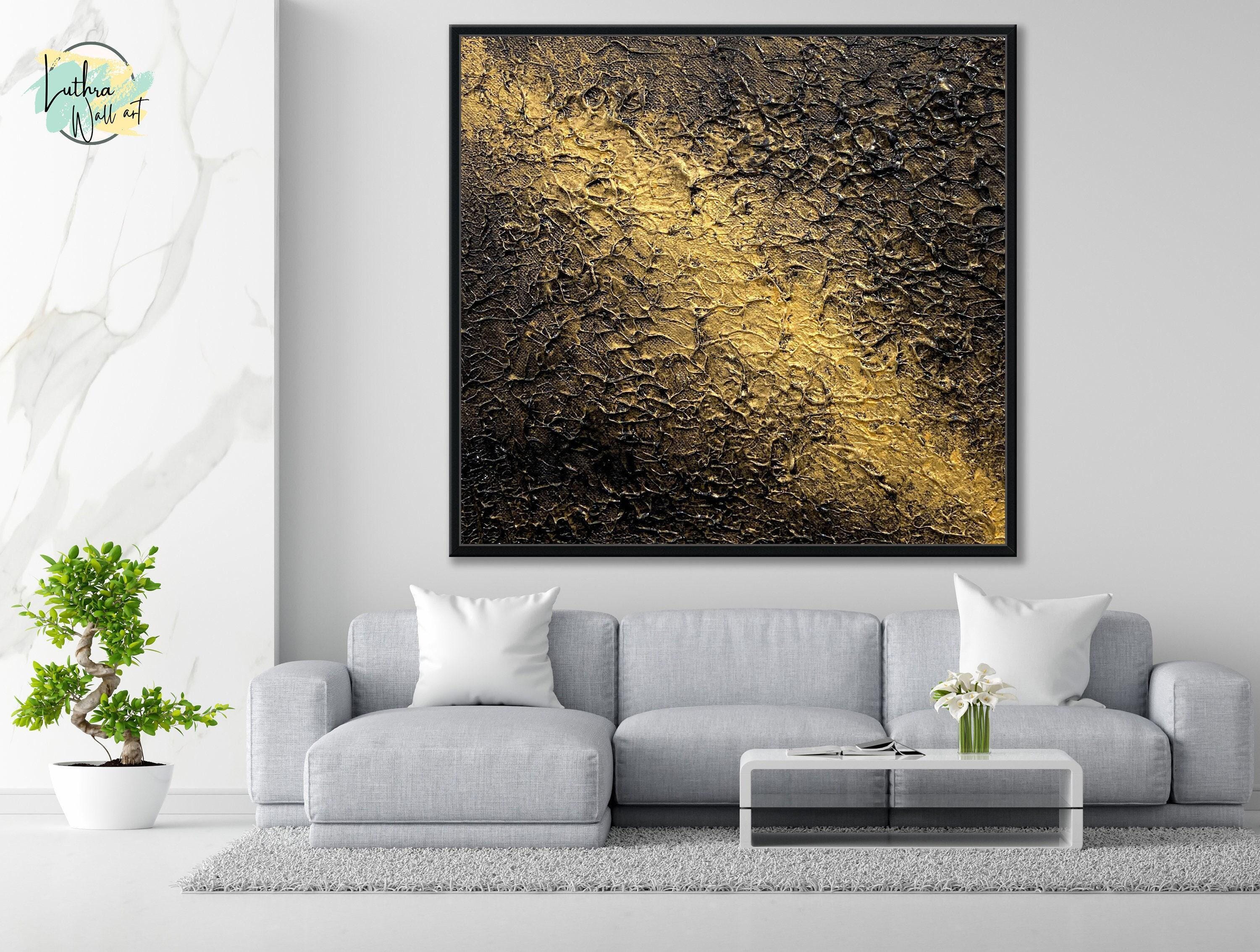Textured 3D Black and Gold Wall Art Painting | Canvas Wall Art Painting ...