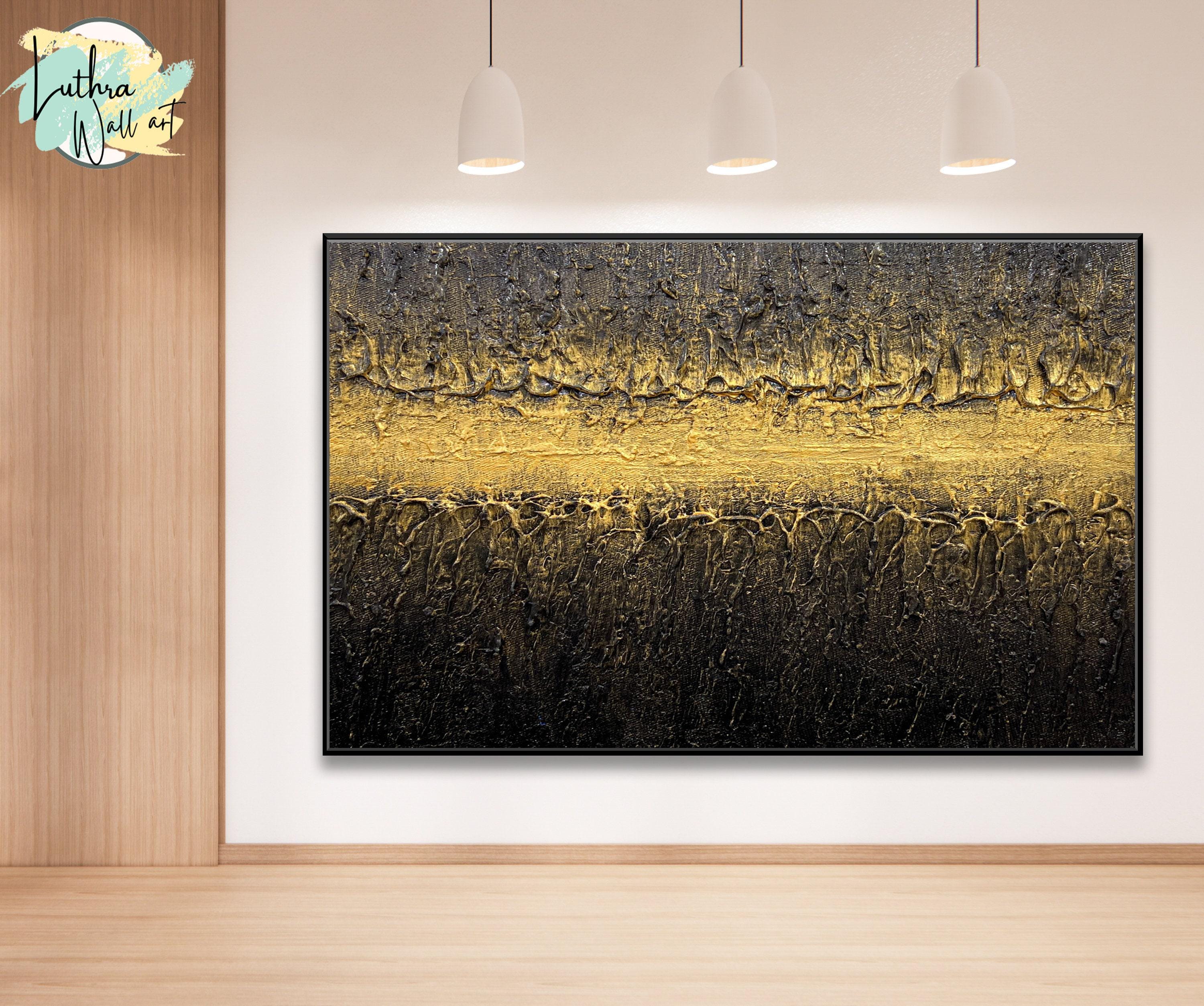 3D Black and Gold Wall Art Modern Painting | Textured 3D Painting ...