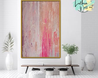 Abstract Pink Painting | Canvas Wall Art | Dorm Wall Decor | Modern Wall Art Painting | Aesthetic Pink & Beige Painting | Modern Wall Art