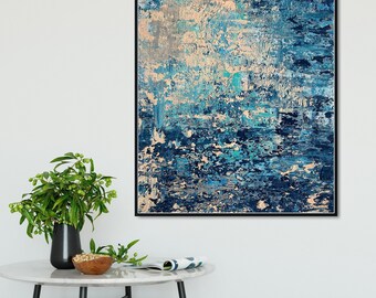 Extragroße abstrakte Acrylmalerei: Trendige Esszimmer-Wandkunst