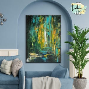 Oversize Green Wall Art Painting For Bedroom Decoration | Custom Size Large Abstract Painting | Sage Green Art Painting For Office Decor |