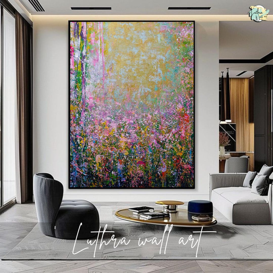 Wildflower Wall Art on Canvas | Colorful Floral Field Living Room Decor ...