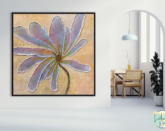 Original Heavy Textured Floral Art For Home Decor Living Room Wall Art Texture Painting Palette knife Art Flower Abstract Painting
