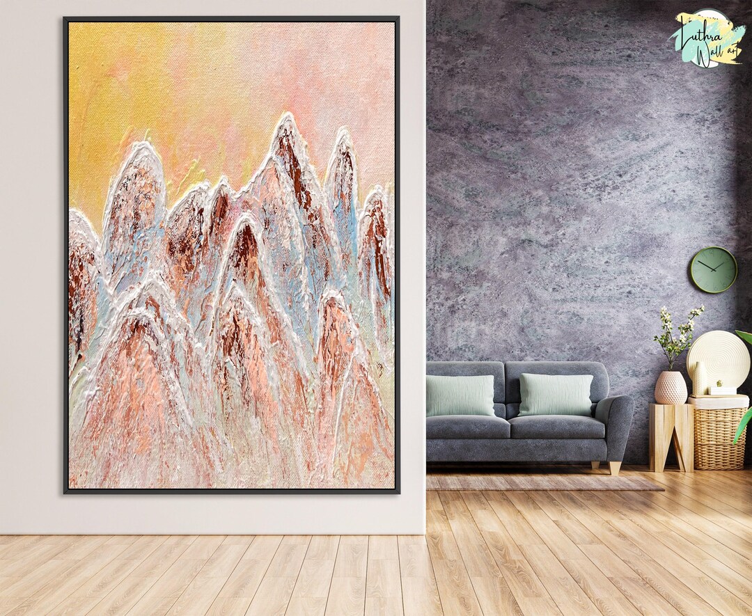 3D White Mountain Painting on Canvas | Original Abstract Textured Wall ...