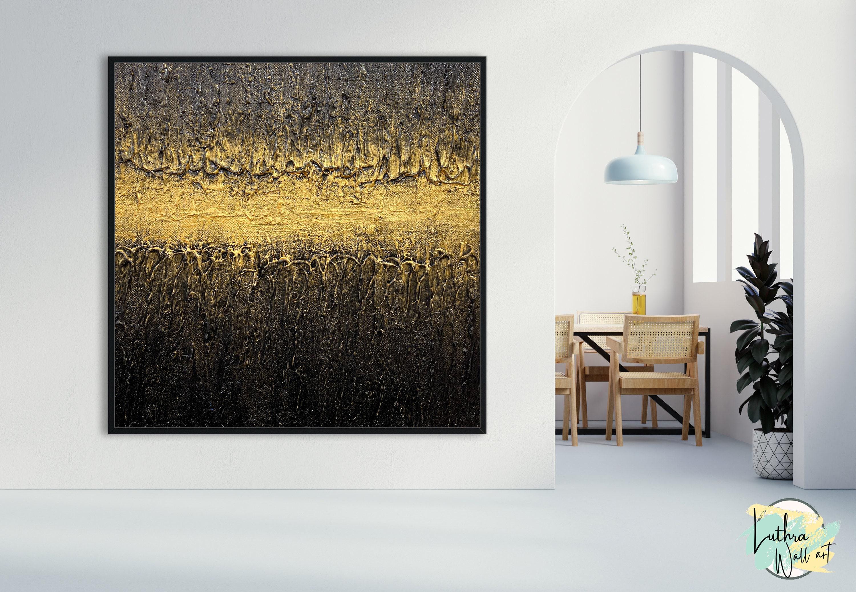 3D Black and Gold Wall Art Modern Painting | Textured 3D Painting ...