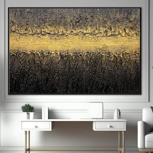 3D Black And Gold Wall Art Modern Painting | Textured 3D Painting | Minimalist Handmade Painting | Abstract Painting | Textured Art Painting
