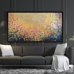 Original Modern Colorful Flower Field Landscape Painting on Canvas Original Flower Paintings Abstract Textured Abstract Textured Wall Art