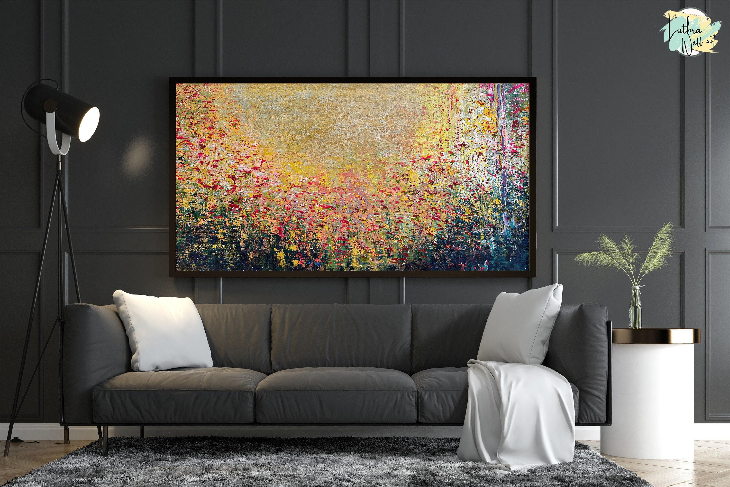 Original Modern Colorful Flower Field Landscape Painting on Canvas Original Flower Paintings Abstract Textured Abstract Textured Wall Art
