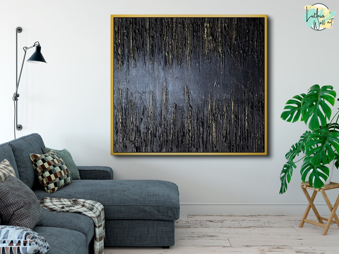 Black and Gold 3D Wall Art Minimalist Modern Texture Wall Etsy