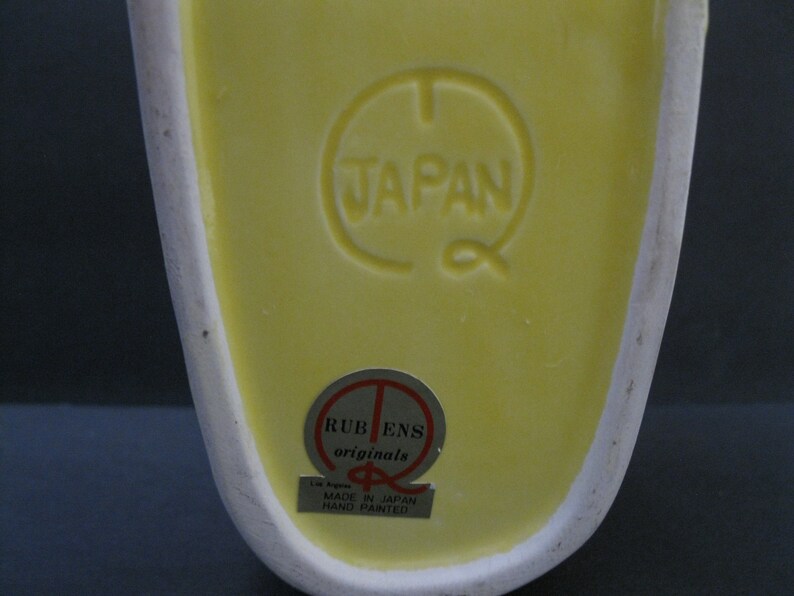 Rubens Originals hand painted yellowpink baby bootie planter