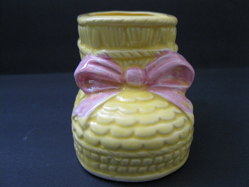 Rubens Originals hand painted yellowpink baby bootie planter