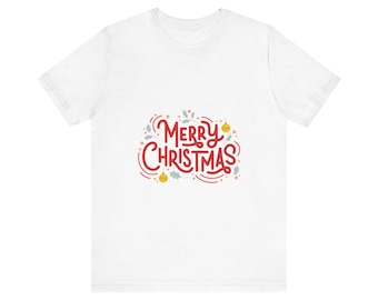 Merry Christmas lettering T-Shirt | Holiday typography tee