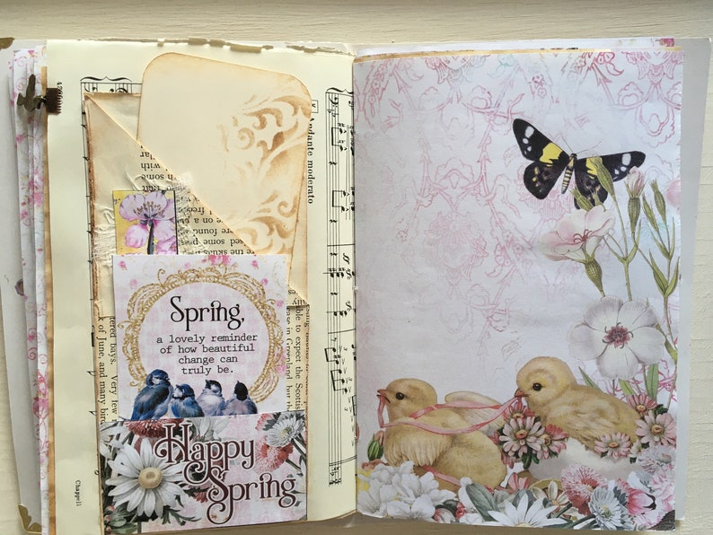 Spring Flower & Animal Vintage Themed Vintage style Junk Journal, planner, travellers notebook, journal, scrapbook, memory book image 8