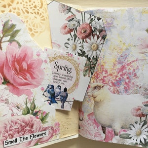 Spring Flower & Animal Vintage Themed Vintage style Junk Journal, planner, travellers notebook, journal, scrapbook, memory book image 2