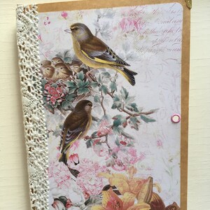 Spring Flower & Animal Vintage Themed Vintage style Junk Journal, planner, travellers notebook, journal, scrapbook, memory book image 1