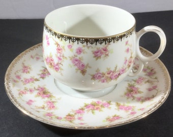Mz Altrohlau Tea Teacup Cup /& Saucer c1930/'s Pink Floral Golden Pearl