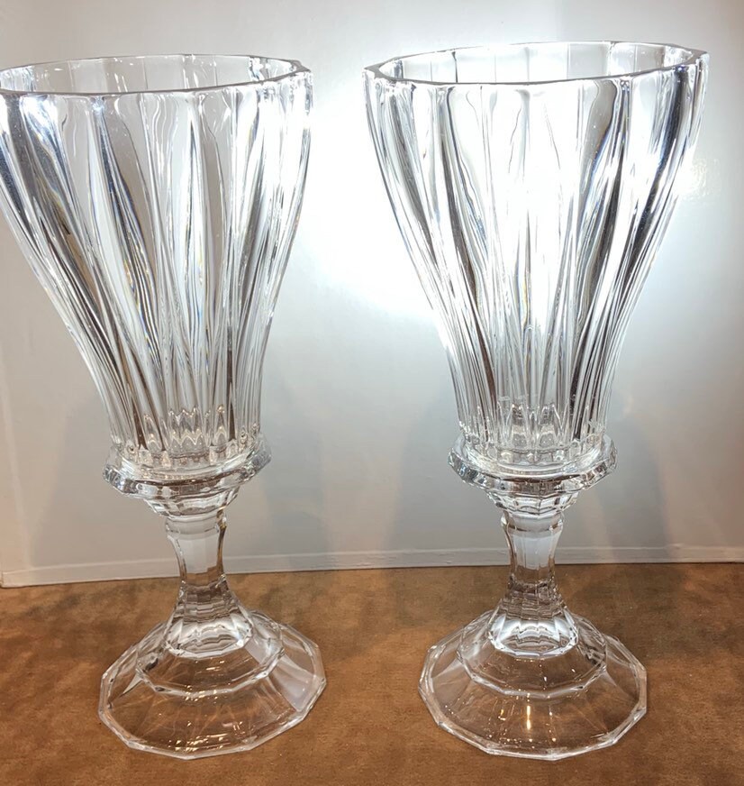 Crystal St. hurricane 2 piece candle holder two units. Etsy