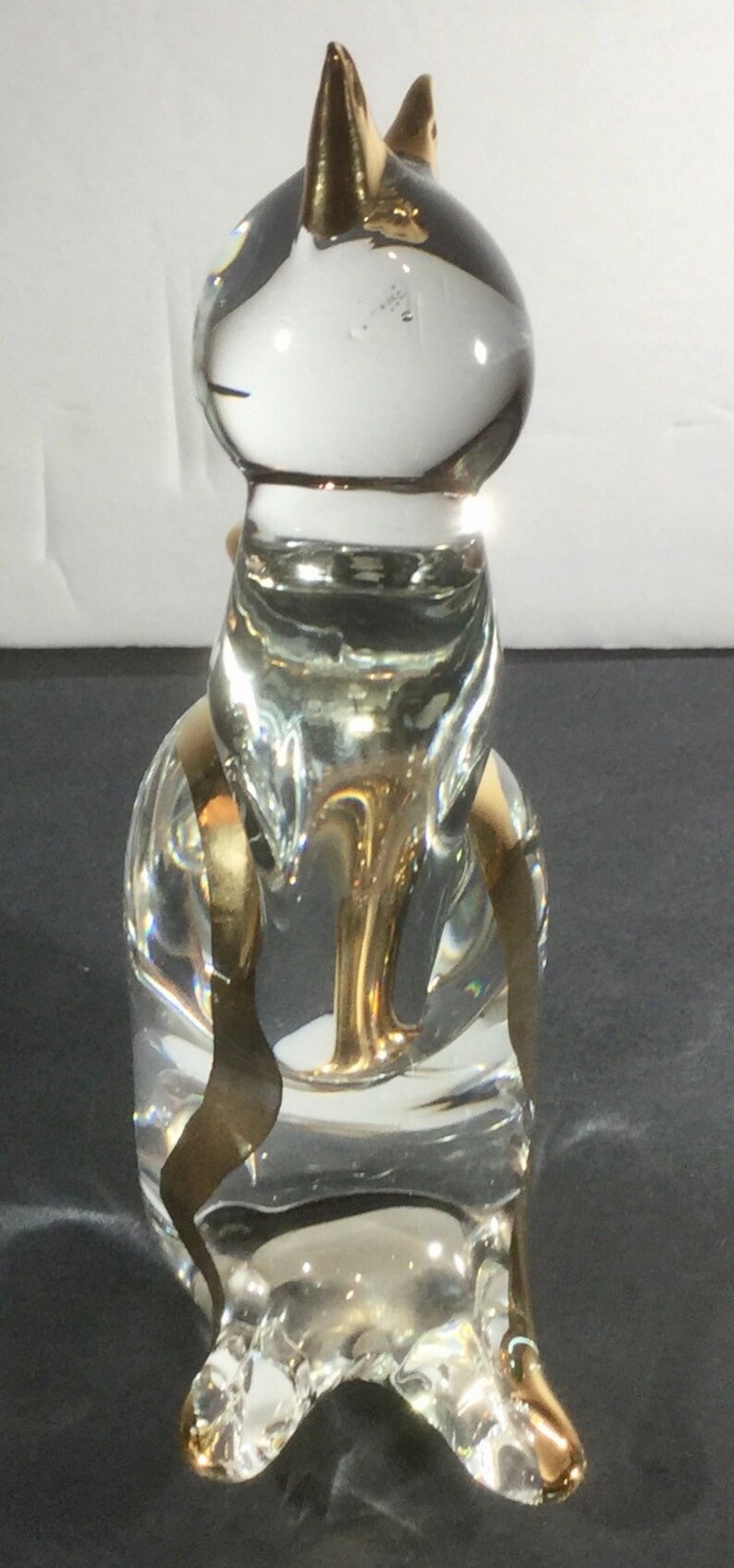 7\u201d tall in beautiful condition Murano glass golden cat made in Italy