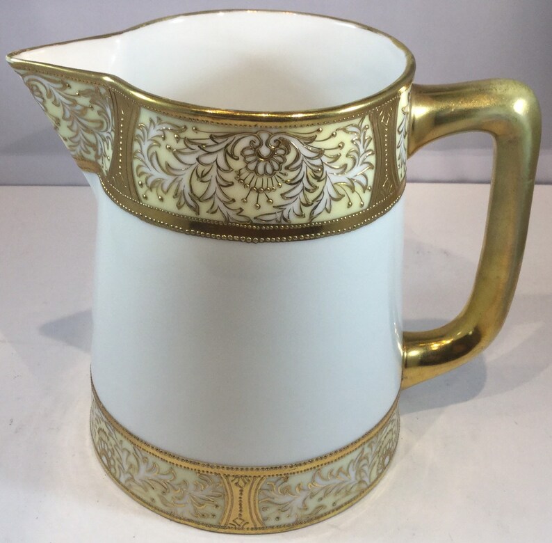 Nippon hand painted antique art nouveau water jug