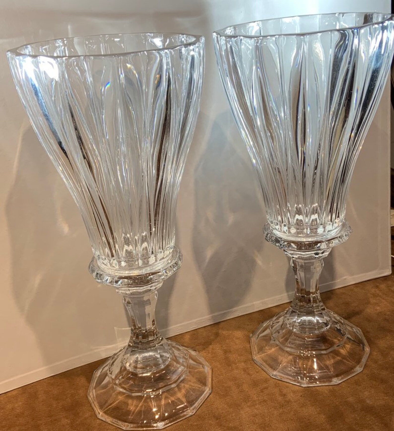 Crystal St. hurricane 2 piece candle holder two units. Etsy