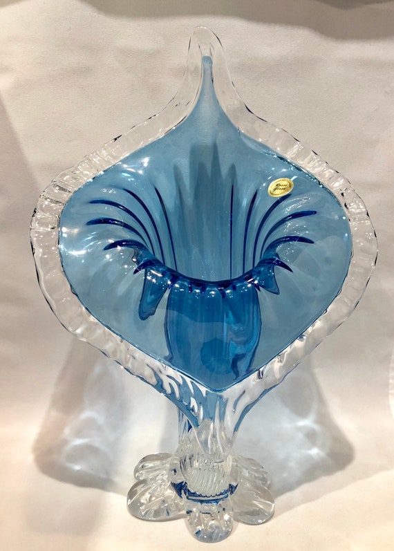Angelo Rossi Jack In The Pulpit Blue Vase Hand Blown Etsy