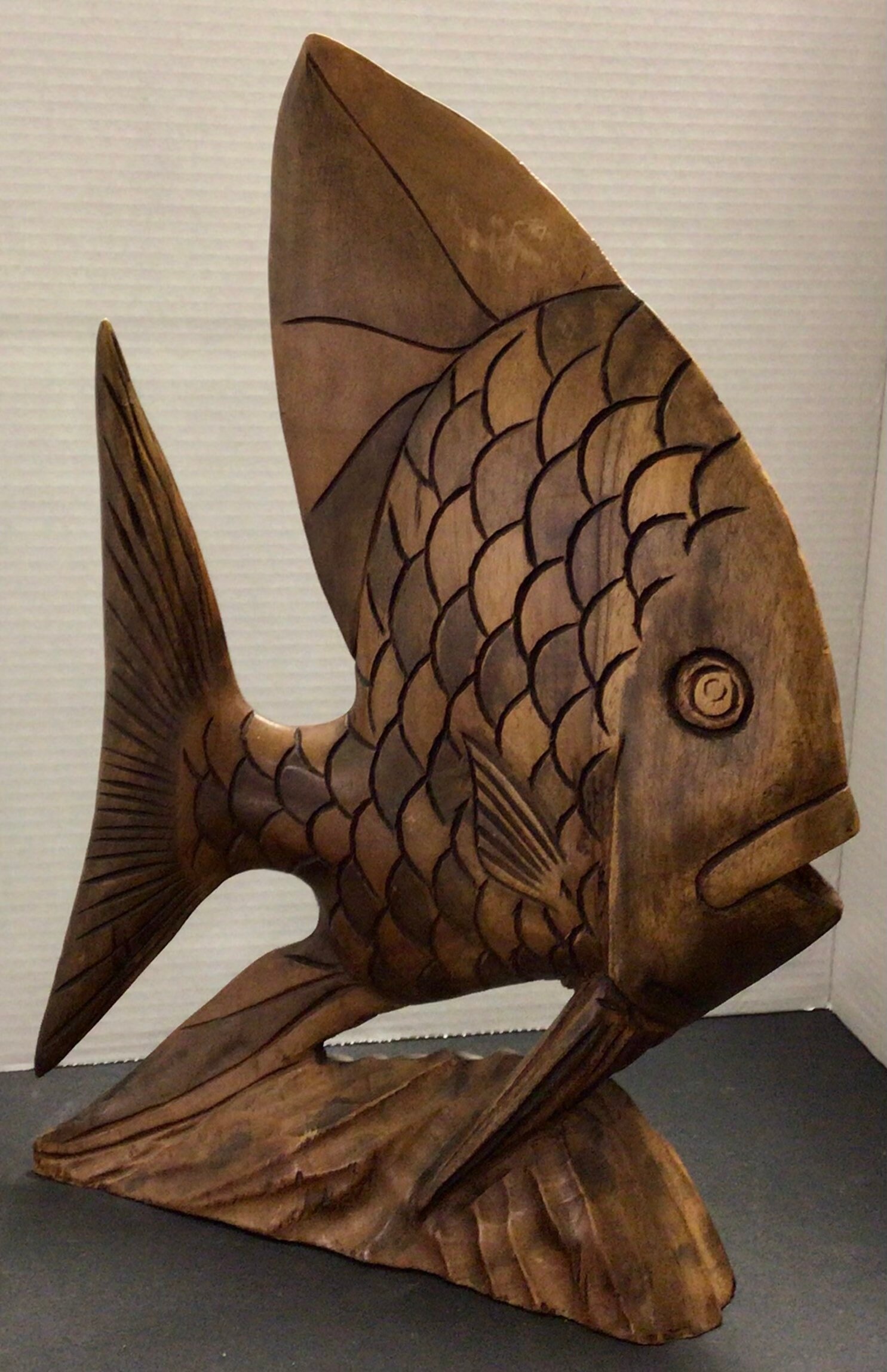 Wooden hand carved large fish in wonderful condition Etsy