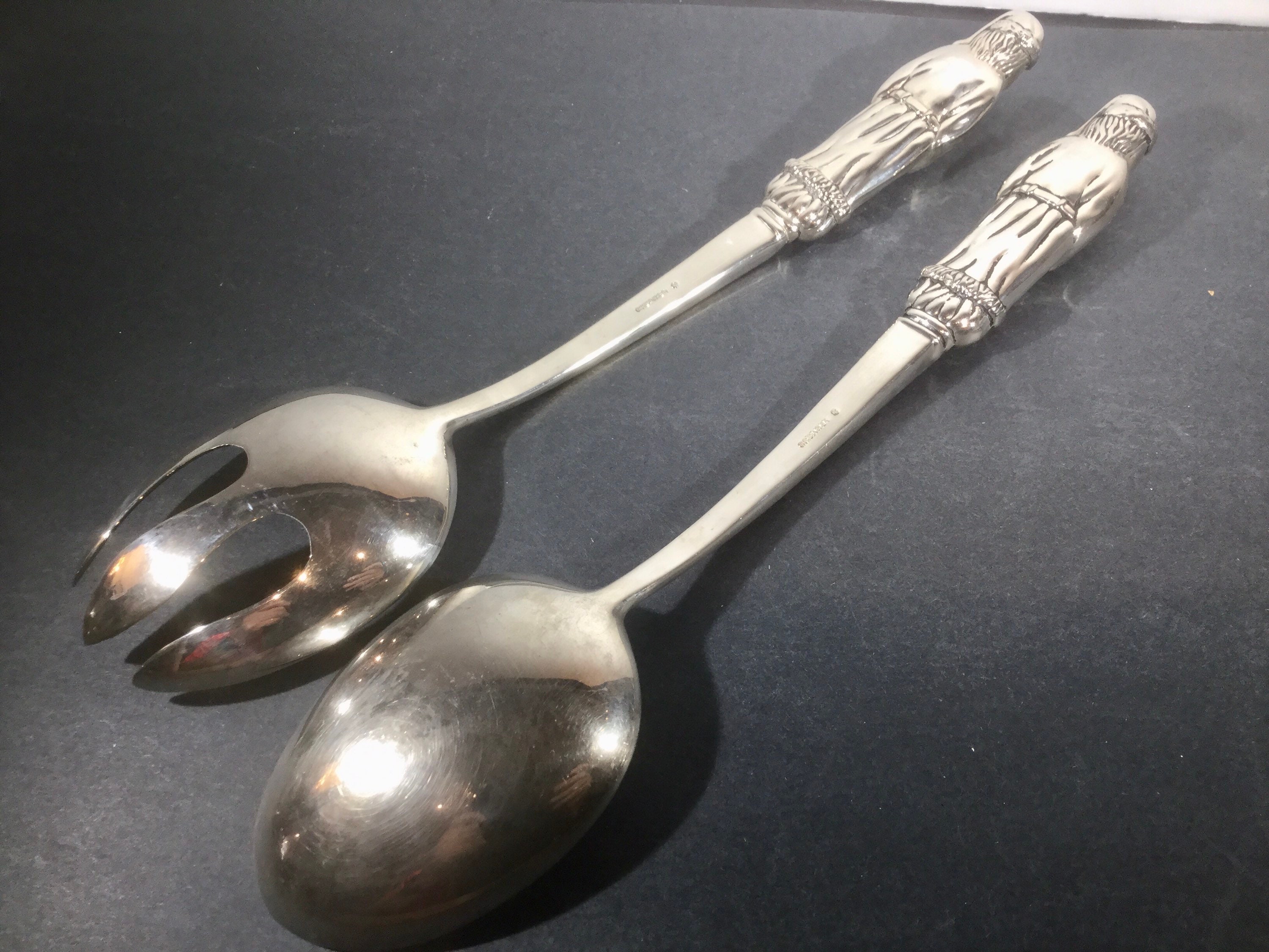 Silver Plated Godinger Salad Large Fork and Spoon Etsy