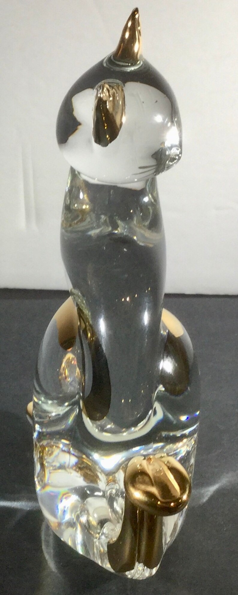 7\u201d tall in beautiful condition Murano glass golden cat made in Italy