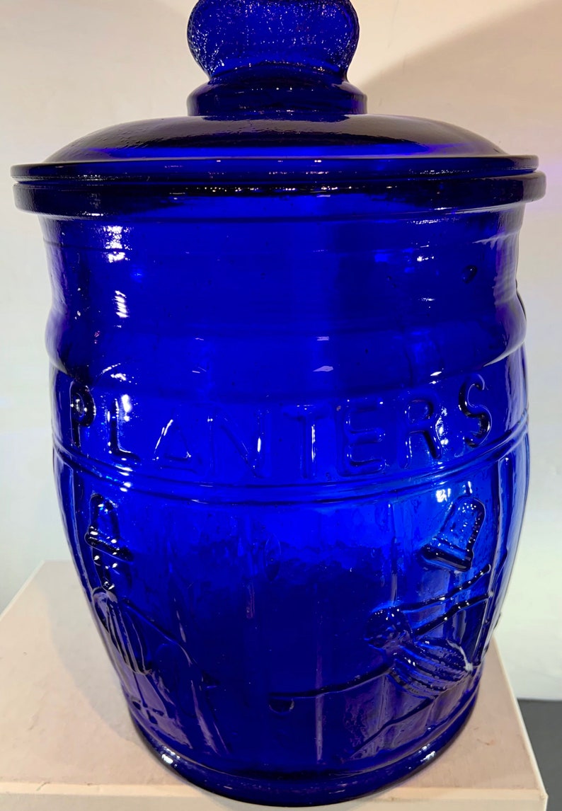 Planters vintage cobalt blue 10 barrel jar with lid with Etsy