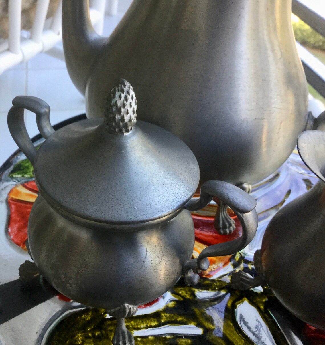 Old Colony Vintage Pewter Footed Coffee/tea Set With Lid Etsy