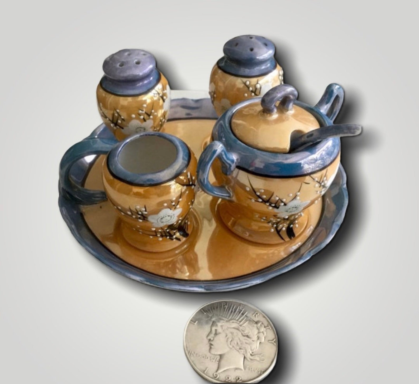 Japanese Cruet Set Salt Pepper Mustard Jar With Spoon on Tray Etsy
