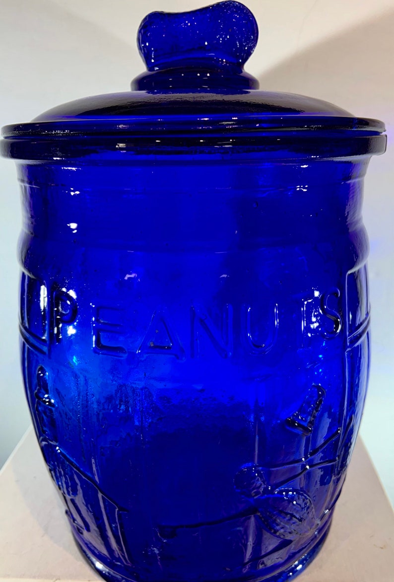 Planters Vintage Cobalt Blue 10 Barrel Jar With Lid With Etsy