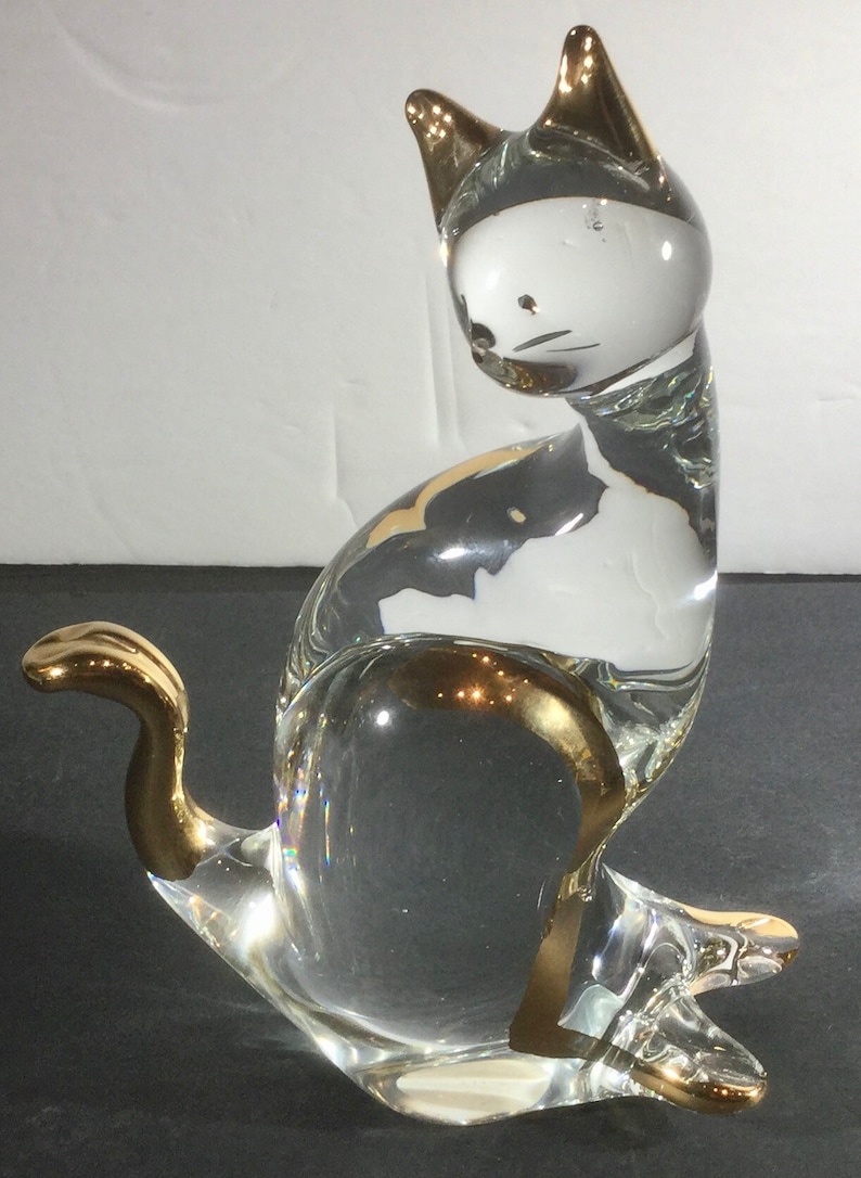 7\u201d tall in beautiful condition Murano glass golden cat made in Italy