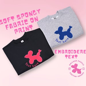 Unisex Balloon Dog Sweatshirt, Balloon Poodle Sweatshirt, Custom Embroidered Sweatshirt, Trending Now, Saint Valentine Gift