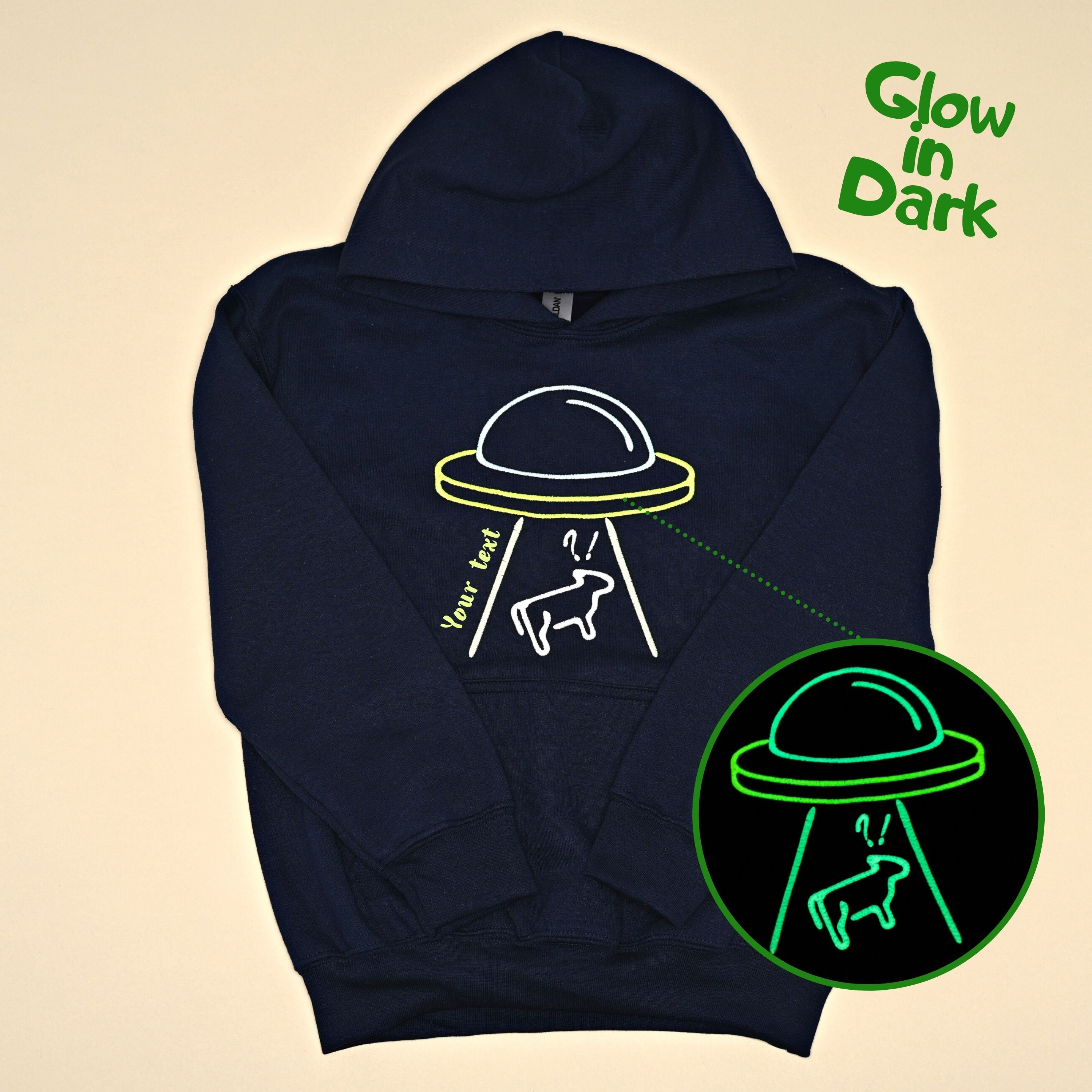 Custom Alien Hoodie for Kid | Teen, Alien Dab Hoodie, Glow in Dark ...