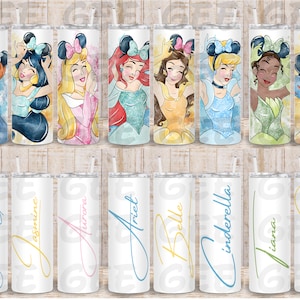 Princess Tumbler Mouse Ears Parks 20oz Gift Vacation Water Bottle Insulated Belle Cinderella Ariel Tiana Jasmine Snow White Aurora Anna Elsa