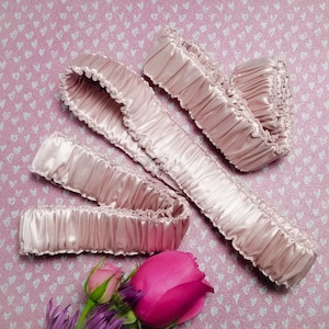 Ardennes Silk STIRNBAND ROSENWASSER, 22 Momme reine Maulbeerseide Charmeuse Stirnband, Haarband, Spa und Gym Stirnbänder, Luxus Stirnbänder