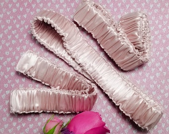 DIADEMA DE SEDA ARDENNES AGUA DE ROSAS, 22 momme, diadema charmeuse de seda morera pura, diadema, diademas para spa y gimnasio, diademas de lujo
