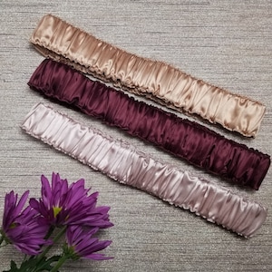 Ardennes Silk HEADBAND ROSE|Peach|Burgundy, 22 momme Pure Mulberry Silk Charmeuse Headband, Spa and Gym Headbands,Luxury Headbands
