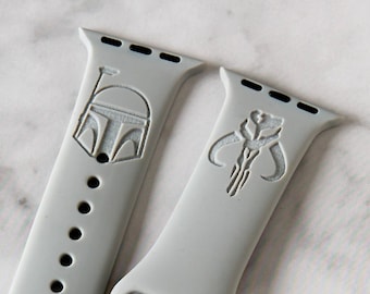 Star Wars Mandalorian Watch Band compatible with smart Watch iWatch Band Silicone Watch 38/40/41 42/44/45 Strap Laser Engraved