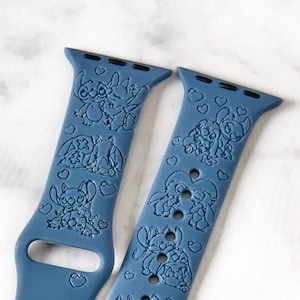 Disney Stitch and Angel-horlogeband compatibel met Apple Watch iWatch-band siliconen horloge 38/40/41 42/44/45 band lasergegraveerd