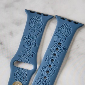 Seashells Beach Summer Design Watch Band compatible with Apple Watch iWatch Band Silicone Watch 38/40/41 42/44/45 Strap Laser Engraved