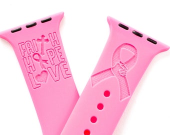 Faith and Love Watch Band compatible with Apple Watch iWatch Band Silicone Watch 38/40/41 42/44/45 Strap Laser Engraved